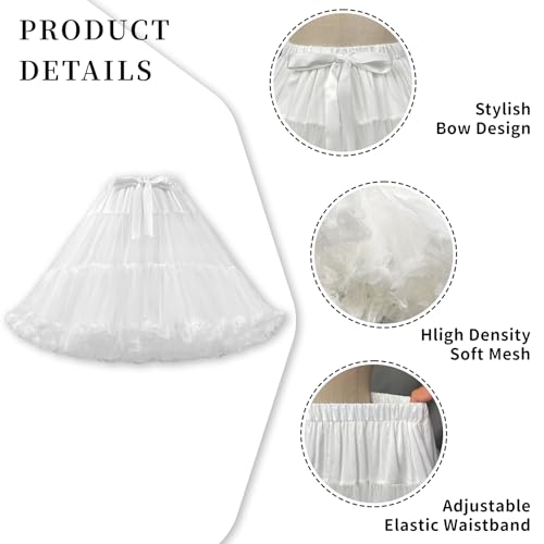 LJXploreMax Womens Tutu Elastic Waist Petticoat Tulle White Puffy Skirt Adult Princess Ballet Dance Pettiskirts Dress Party MultiLayer Underskirt - Image 3