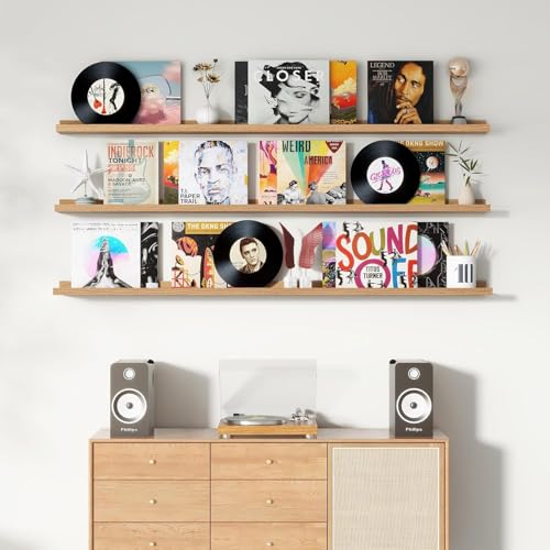 Streem Sheesham Wood Floating Shelves, Wall Shelves Set of 3, Picture Shelf Photo Ledge Shelves for Bathroom Kitchen and Bedroom,Livingroom & Office (Natural, 72 inch) - Image 5