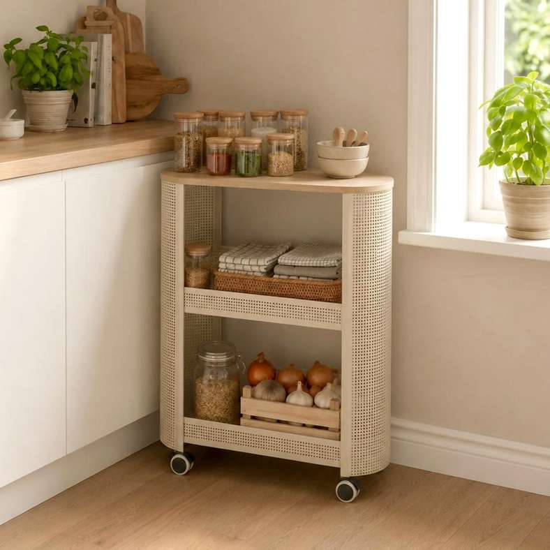 Pan Home Aviona 2-Tier Storage Rack with Wheels 49.5x17x68.7cm - White - 262WKI9900091 - Image 1