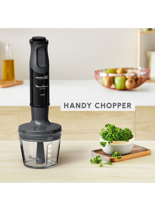 مولينكس Optichef Hand Blender 1000W, 20 Variable Speeds, 800ml Beaker, 500ml Chopper, Whisk, Powelix Technology, Black - DD6552EG DD6552EG - Image 5