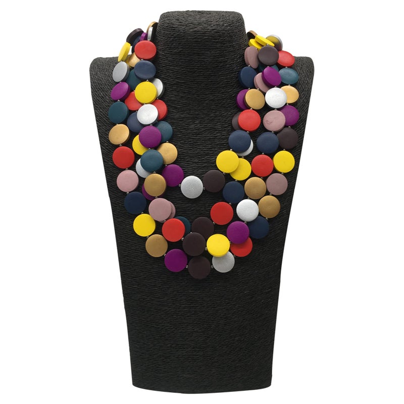 JHWZAIY Statement Multicolor Wood Bead Chunky Layered Necklace For Women Multi Layer Color Wooden Beaded Bib Long Strand African Necklace For Women Fashion Jewelry Costume (Multicolor) - Image 3
