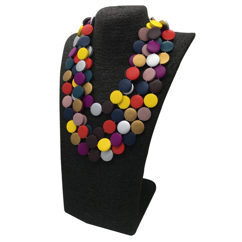JHWZAIY Statement Multicolor Wood Bead Chunky Layered Necklace For Women Multi Layer Color Wooden Beaded Bib Long Strand African Necklace For Women Fashion Jewelry Costume (Multicolor) - Image 5
