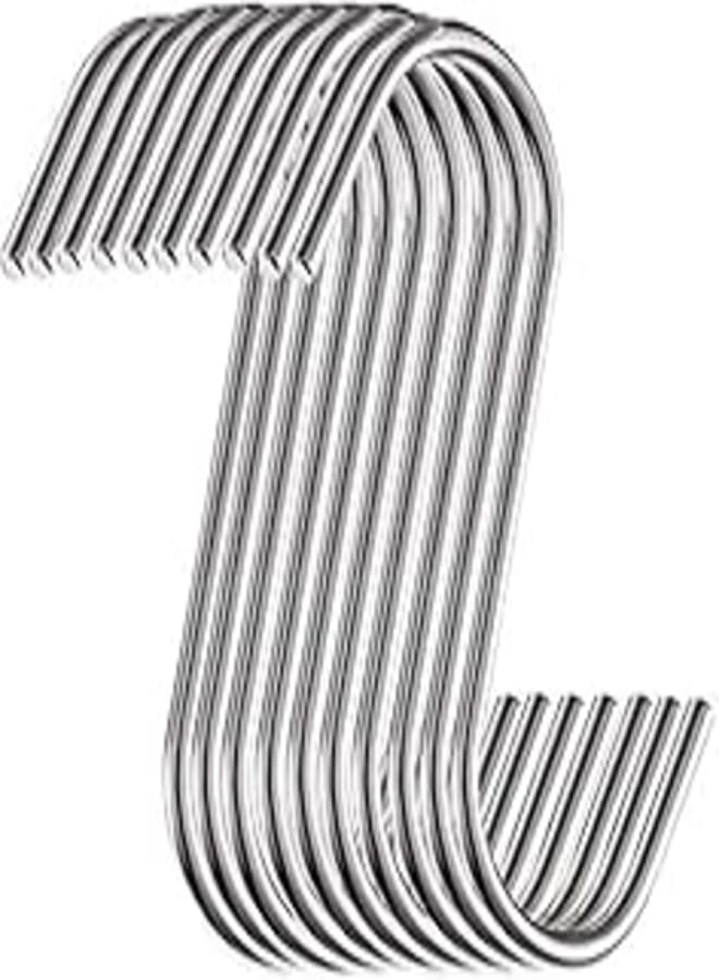 Stainless Steel S Hook 10 PCS Pot Hanger Round Polished Metal Hooks S Clothing Hangers Kitchen Tools L