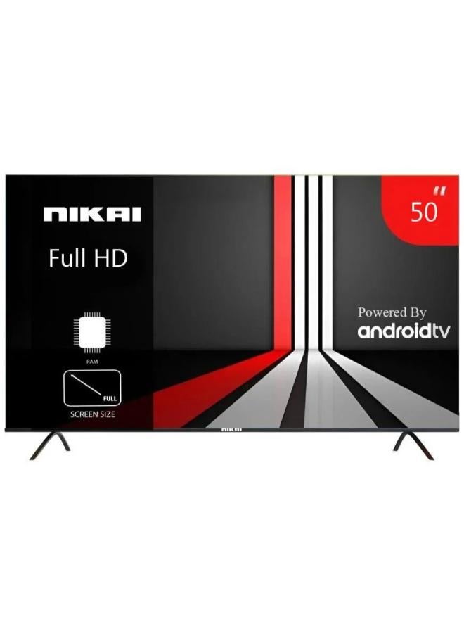 NIKAI 50 Inch Smart FULL HD Android 14 LED TV, Frame less Design, NTV5000SLED Black