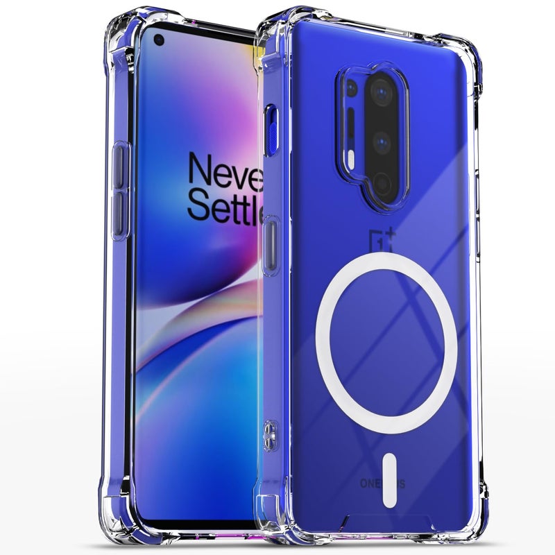 Pikkme Back Cover for OnePlus 8 Pro Mag-Safe Shockproof PC + TPU Protective Case Magnetic Support Bumper Case (Transparent Mag-Safe) - Image 1