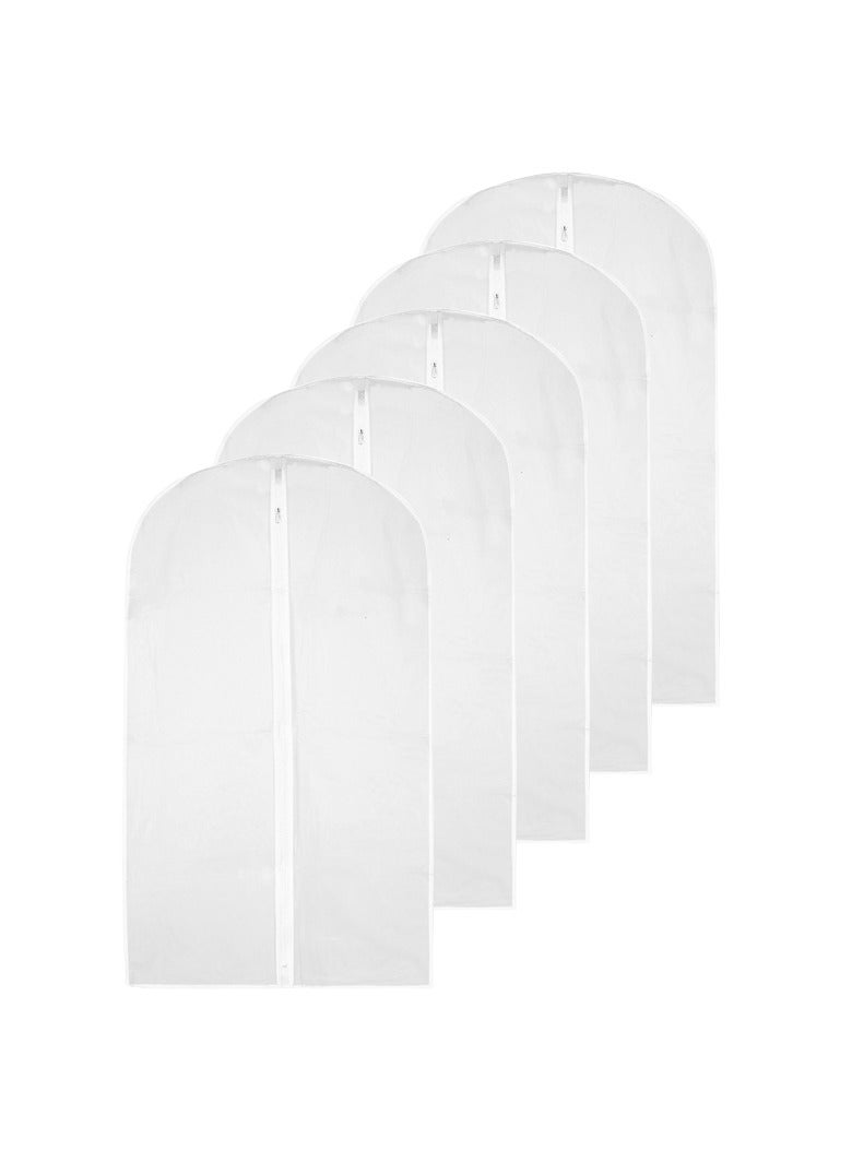 5 Pcs Clear Zipped Clothes Covers Waterproof Dustproof Cover Clothes Storage Bags 60 x 100cm  - Image 1