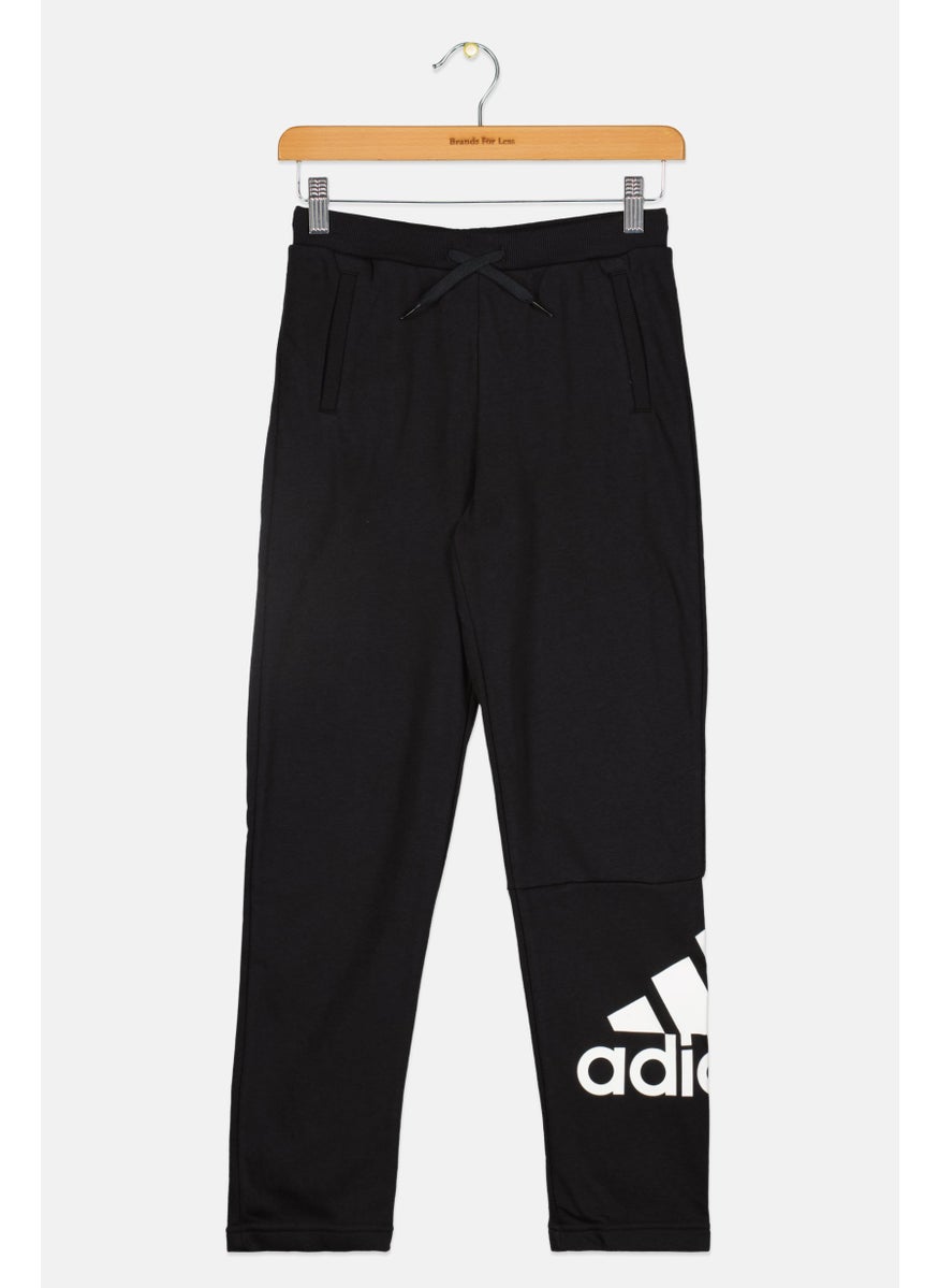 Adidas Kids Boy Brand Logo Drawstring Sweatpants, Black  - Image 1