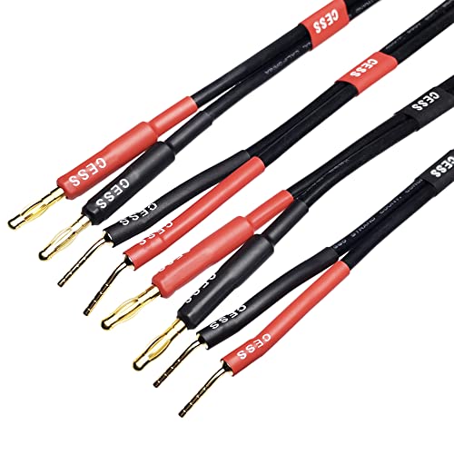 CNCESS CESS-119-6f Banana Plugs to Pin Type Plugs 12AWG 680 Strand Count Super Soft Silicone Wire Speaker Cable (6 Feet) - Image 3