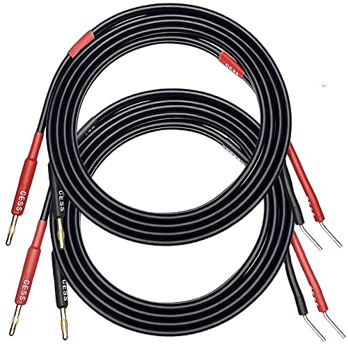 CNCESS CESS-119-6f Banana Plugs to Pin Type Plugs 12AWG 680 Strand Count Super Soft Silicone Wire Speaker Cable (6 Feet) - Image 2