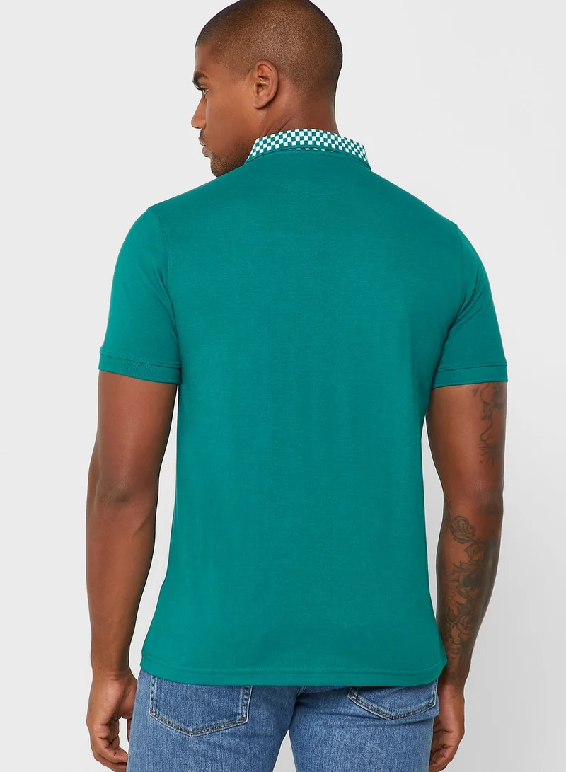 Robert Wood Jacquard Collar Polo Shirt