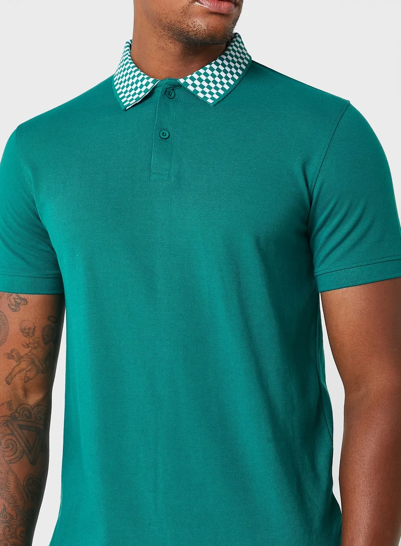 Robert Wood Jacquard Collar Polo Shirt
