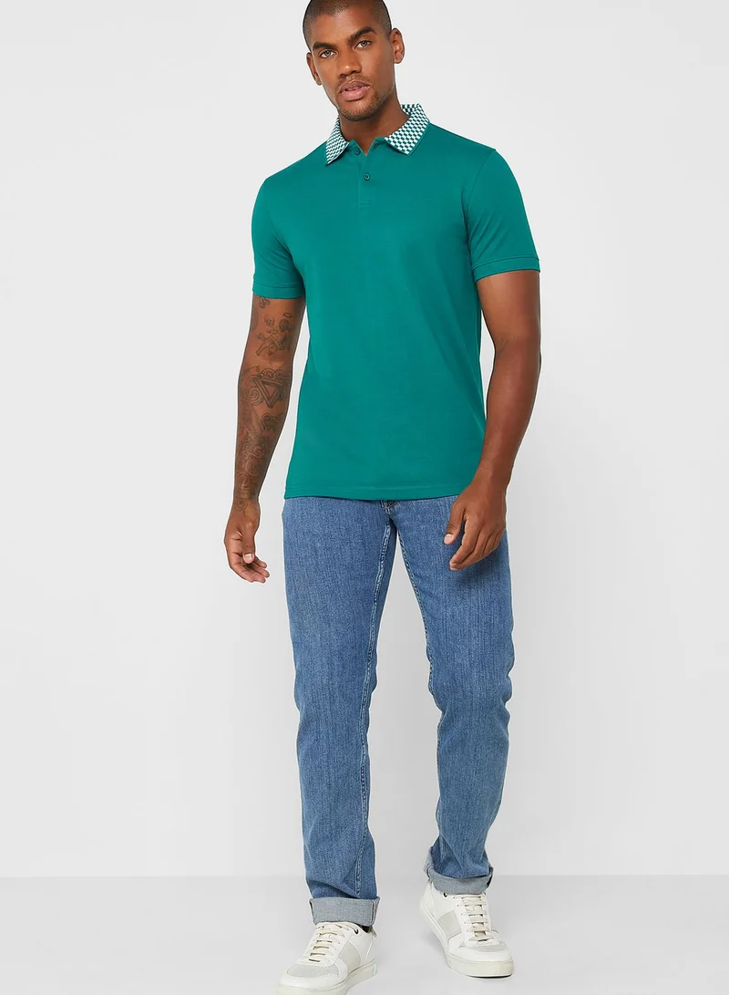 Robert Wood Jacquard Collar Polo Shirt