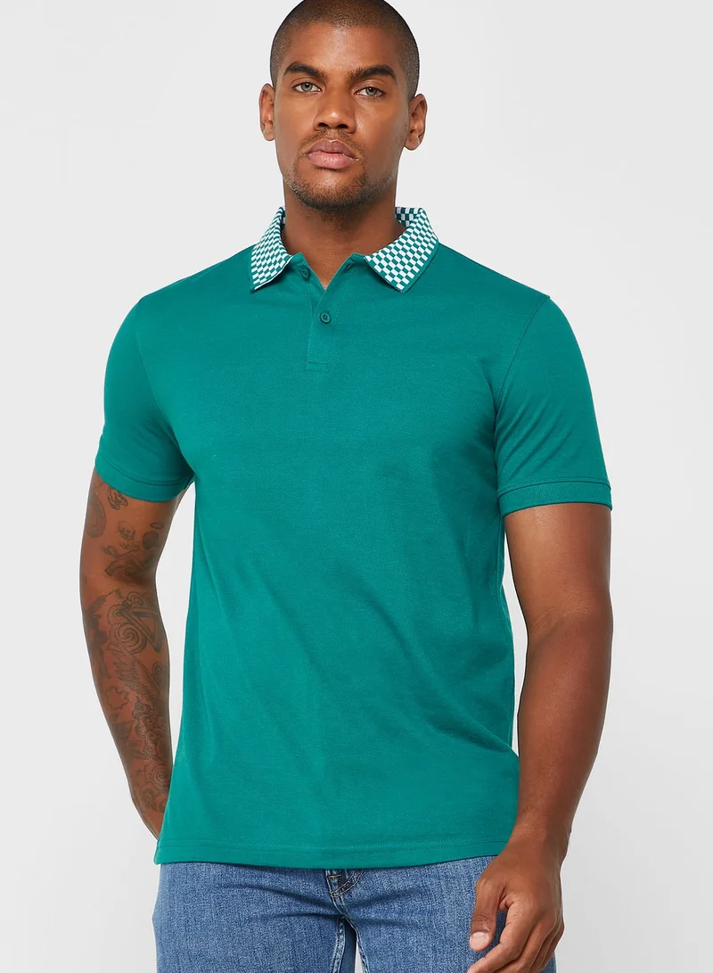 Robert Wood Jacquard Collar Polo Shirt