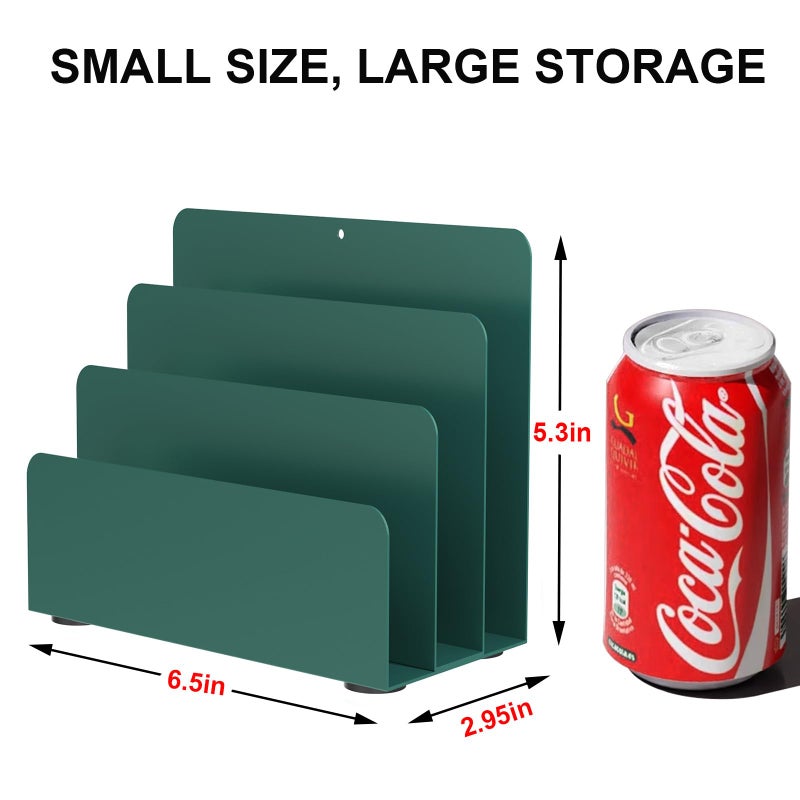 OUTIOE Mail Organizer Countertop, Small Desk File Organizer, Metal File Holder - Essential Workspace Organizers for Office Desk, Home Office (Green) - Image 3