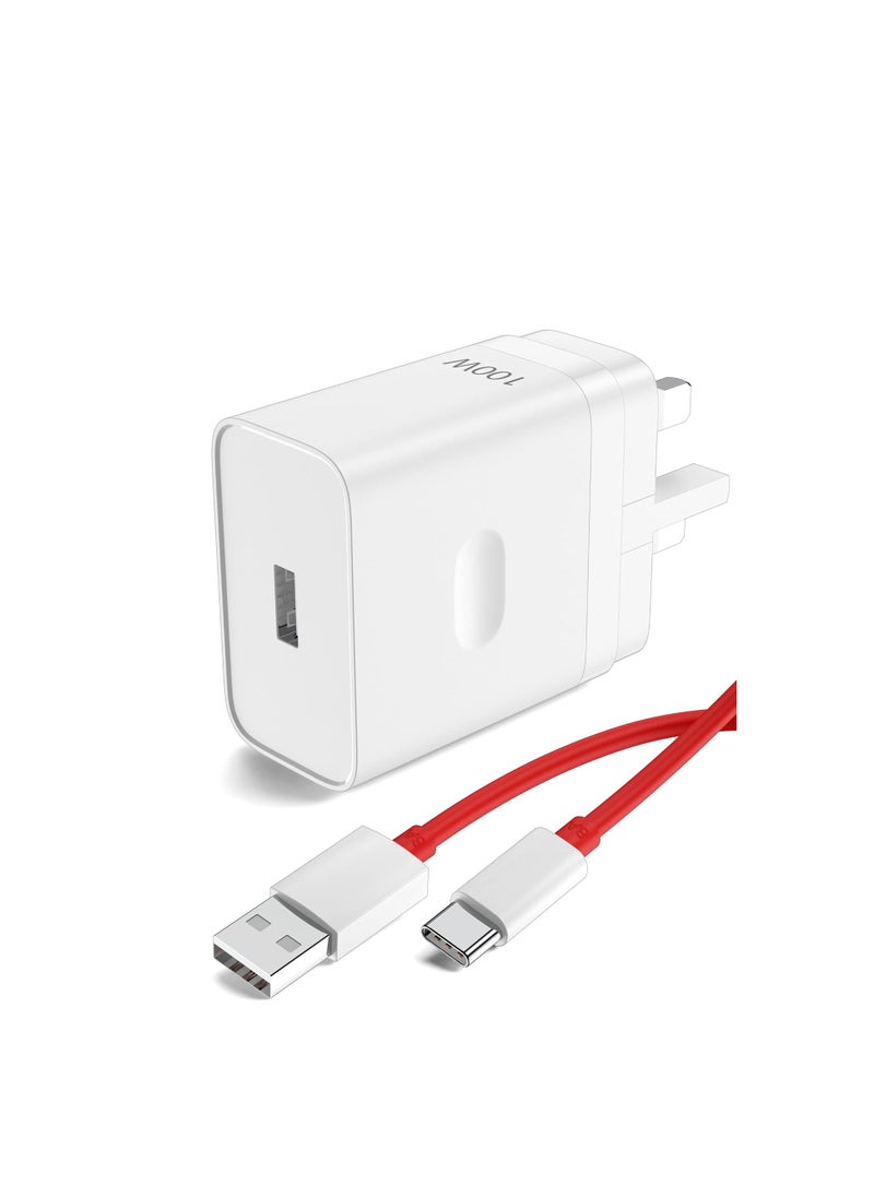 Generic - For Oneplus 13 13R 12 12R 11 10 Pro Charger 100W, Warp Charger SuperVooc Wall Block for Oneplus 9 Pro 10T 10R 8T 8 7T 7 Open Nord 2T CE 3 Lite N20 N10 9R 6T Dash Charge One Plus Fast Charging 3.3 ft Cable( Not Original Oneplus Adapter and Cable) - Image 1