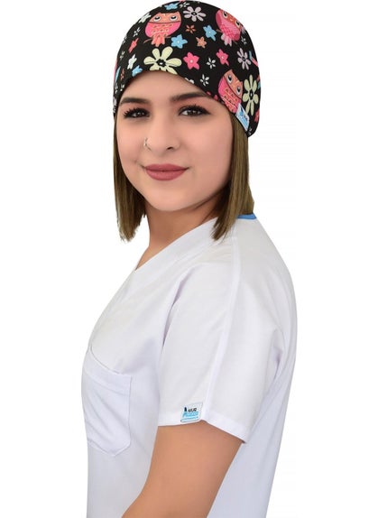 Nur Medikal Giyim Nur Medical Clothing Owl Floral Patterned Surgical Cap  - Image 2