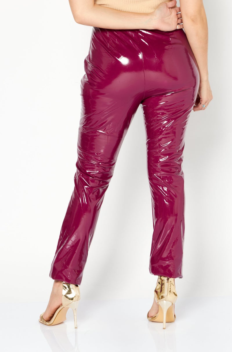 NA-KD Women Regular Fit Plain Pants, Burgundy - Image 2