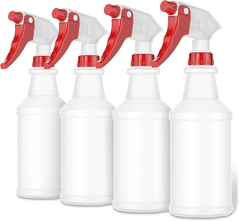 LiBa Spray Bottles (4 Pack,16 Oz), Refillable Empty Spray Bottles for Cleaning Solutions, Hair Spray, Watering Plants, Superior Flex Nozzles, Mist Sprayer, Bleach/Vinegar/Rubbing Alcohol Safe - Image 1
