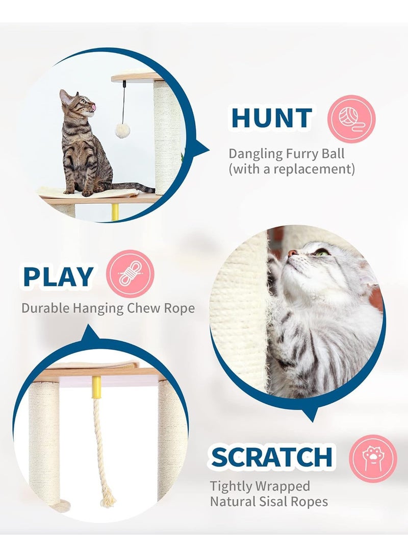 مونوج شجرة قطط مع أعمدة خدش من نبات السيزال، بيت لعب للقطط، برج كبير متعدد المستويات ومكان للراحة للقطط - Image 3