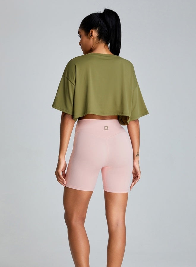 KAWN.YOGA Womens Short Sleeves Loose Fit Crop Top  - Image 5