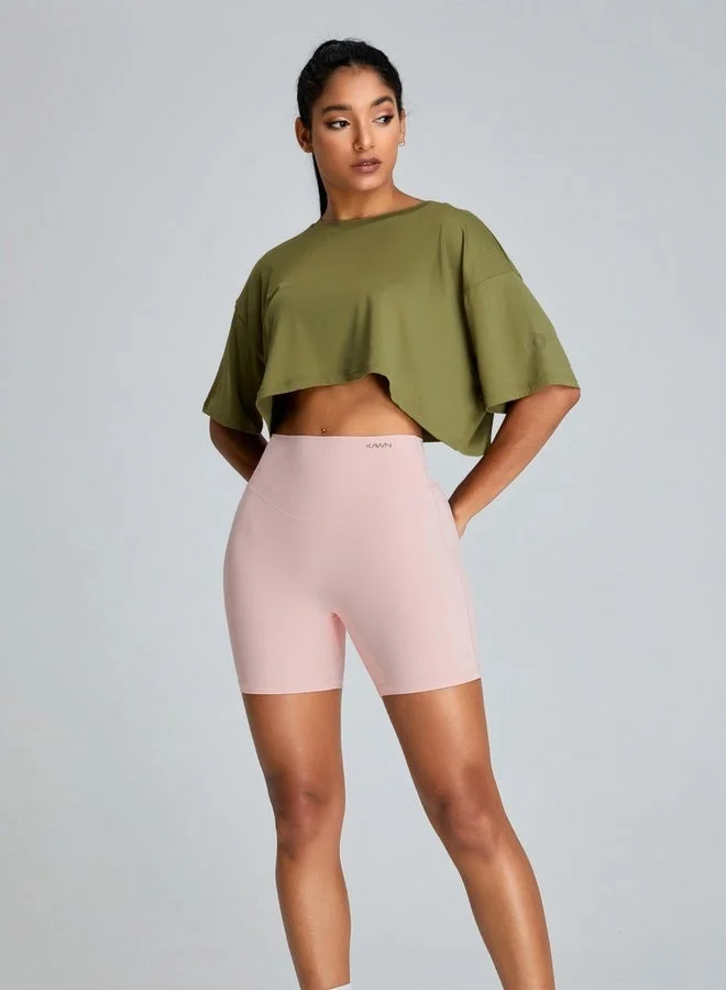 KAWN.YOGA Womens Short Sleeves Loose Fit Crop Top