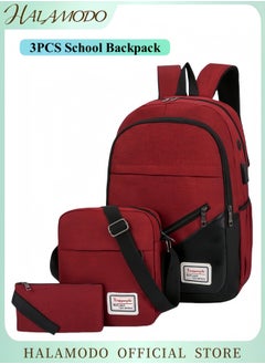 HALAMODO 3PCS Backpack Travel Carry on Backpack Water Resistant College School Bag College High School Backpack Computer Bag as Great Gifts for Men Women  - Image 1