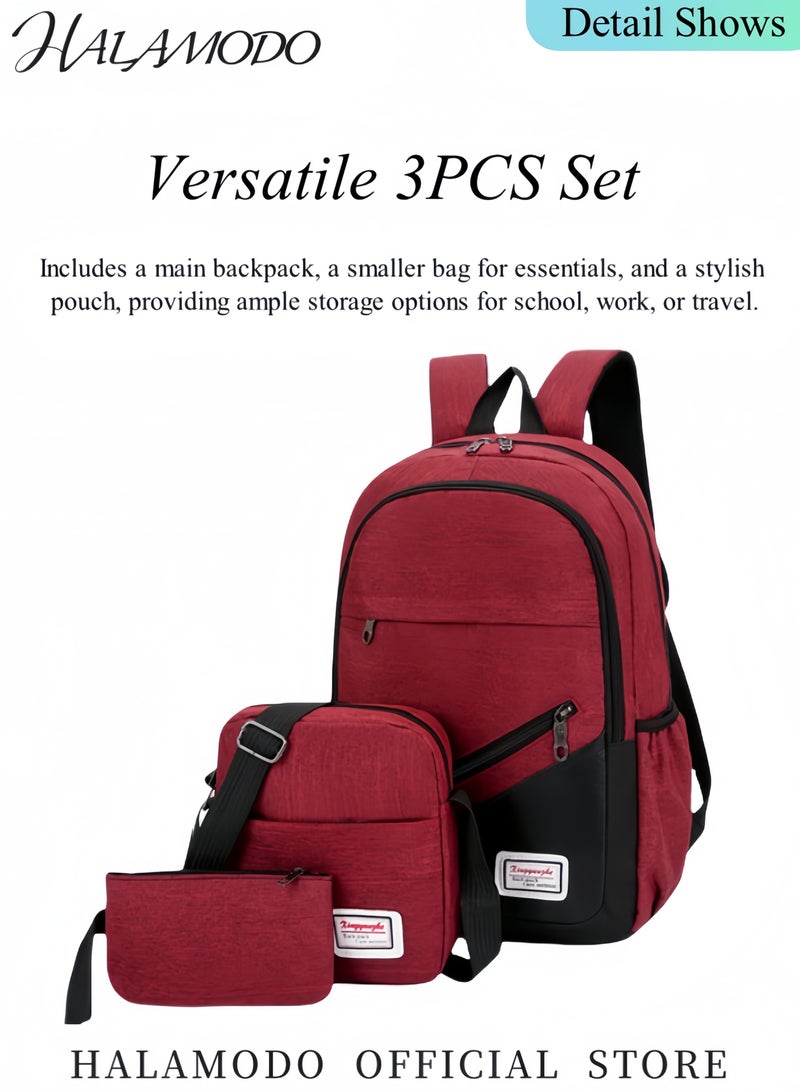 HALAMODO 3PCS Backpack Travel Carry on Backpack Water Resistant College School Bag College High School Backpack Computer Bag as Great Gifts for Men Women - Image 3