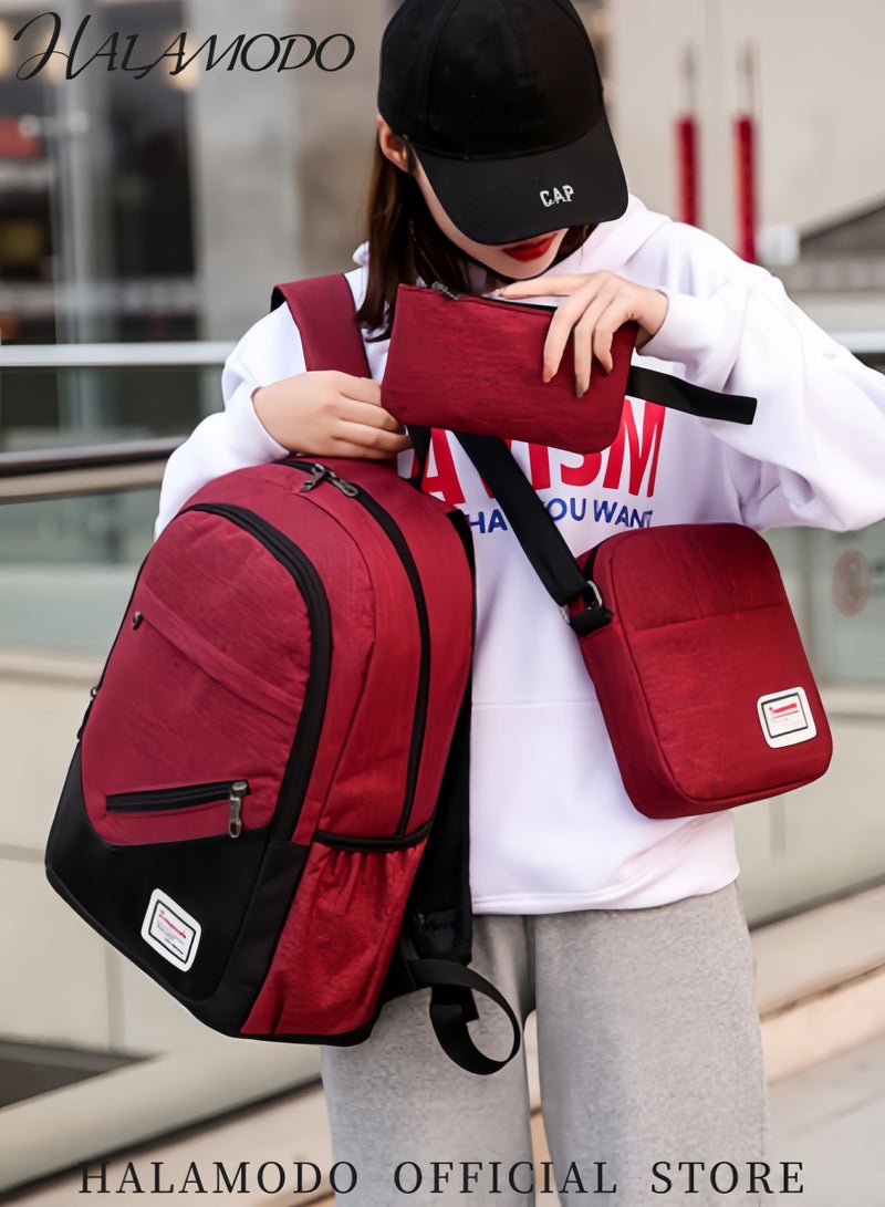 HALAMODO 3PCS Backpack Travel Carry on Backpack Water Resistant College School Bag College High School Backpack Computer Bag as Great Gifts for Men Women - Image 4