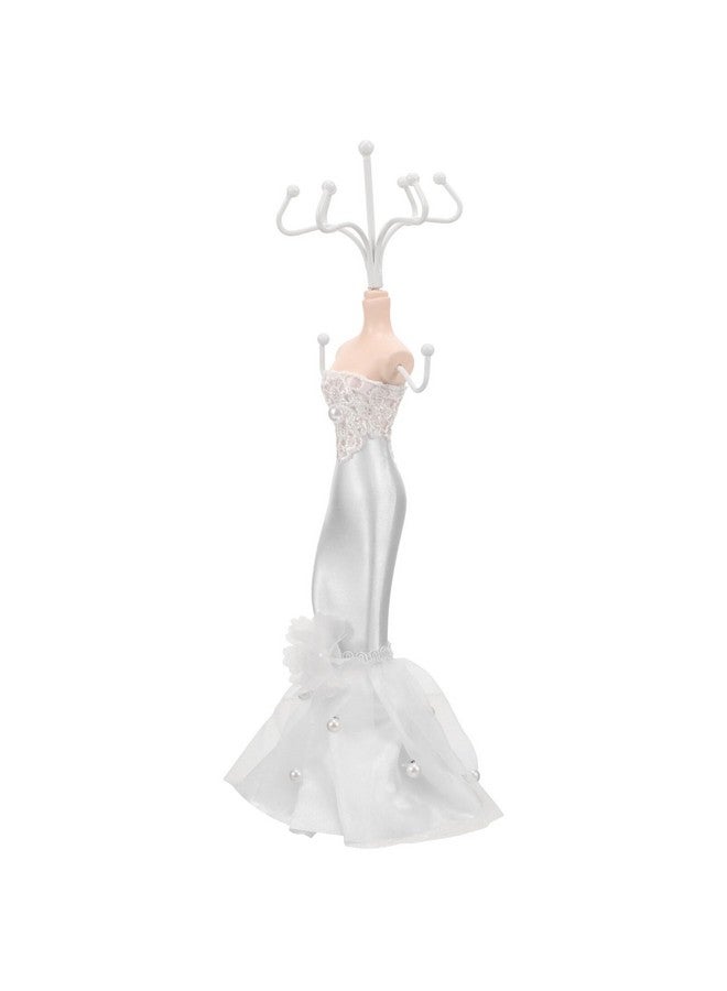 KALLORY Jewelry Stand Holder Mannequin, Wedding Dress Model Necklace Display Rack Earring Ring Holder Jewelry Tree Tower Mannequin Princess for Girls Women White - Image 1