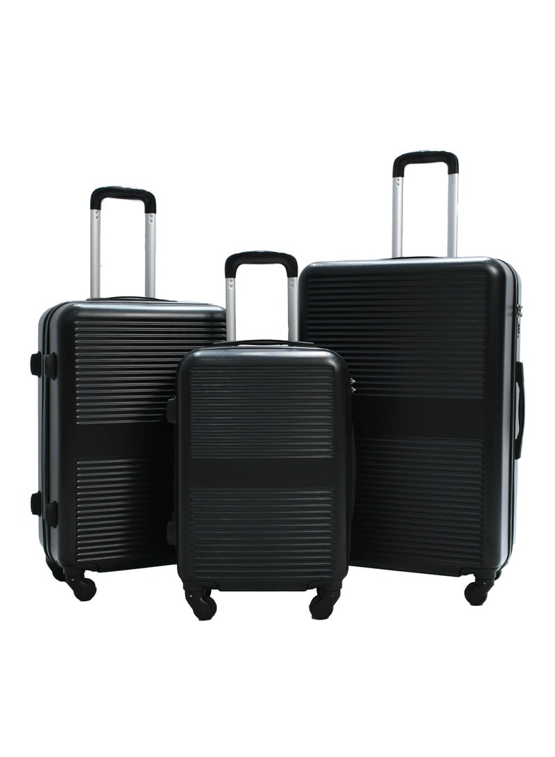 MORANO 3-Piece Unisex Morano Travel Luggage Trolley Set Size 28''-24-20'' Inch Black - Image 1