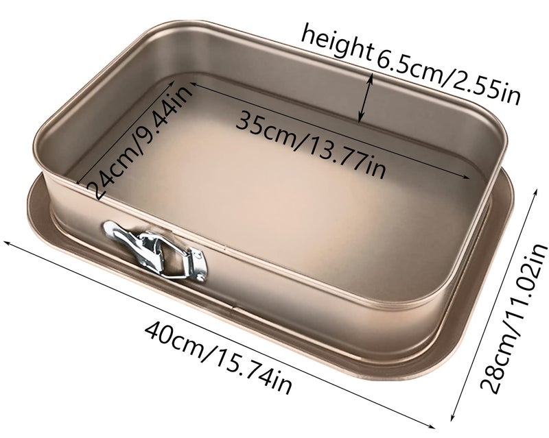 Meleg Otthon Springform Cheesecake Pan - Leakproof, Nonstick, Rectangle, Removable Bottom, Gold (15.7" x 11" x 2.6") - Image 2