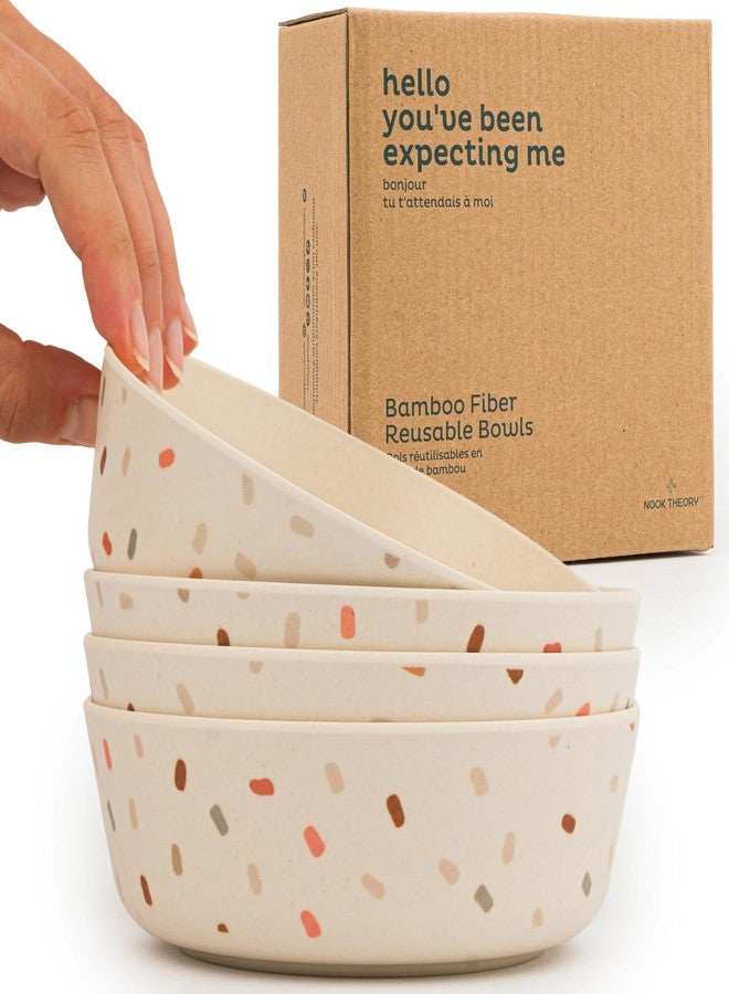 Nook Theory 4 Pack Bamboo Bowls - 18 Oz Reusable Toddler and Kids Bowl, Dishwasher Safe - Not Microwavable Bamboo Dishes (Confetti) - Image 1