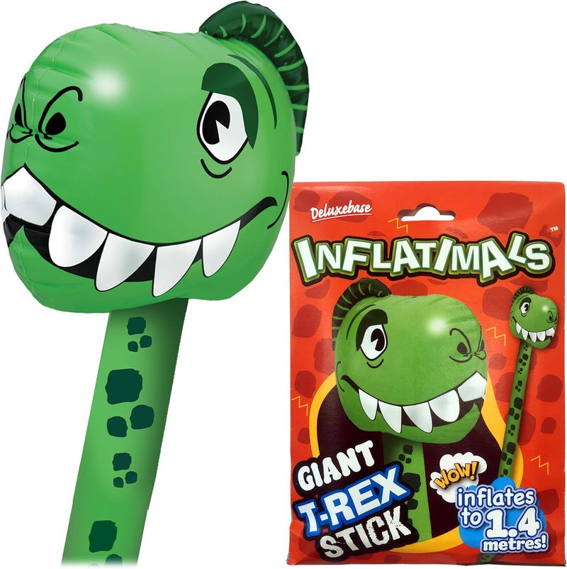 Inflatimals - T-Rex from Deluxebase. Prehistoric Animal Inflatable Toy, Green Blow Up Kids Party Decoration, Reusable Event Supplies & Room Decor, Inflates to 4.5ft. - Image 1