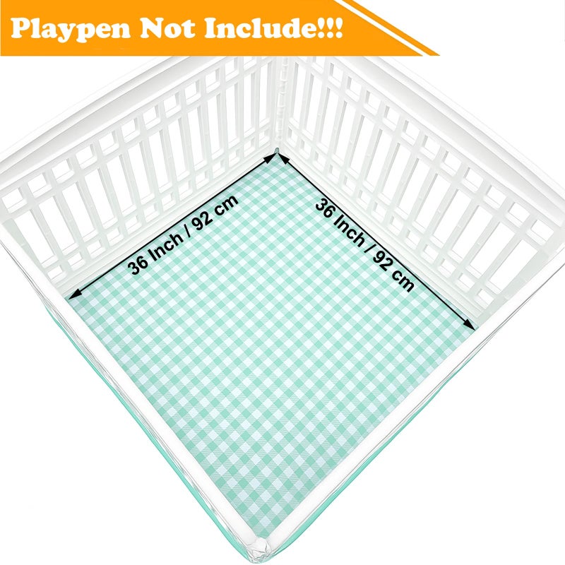 THINMUHAND Dog Playpen Bottom Pad Fits for 36 Inch 4 Panels Exercise Pet Playpen, Dog Crate Pad Puppy, Hoop and Loop Design (Note: Playpen Not Included). (GreenCheck) - Image 2