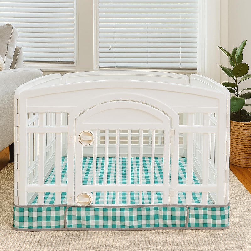 THINMUHAND Dog Playpen Bottom Pad Fits for 36 Inch 4 Panels Exercise Pet Playpen, Dog Crate Pad Puppy, Hoop and Loop Design (Note: Playpen Not Included). (GreenCheck) - Image 4