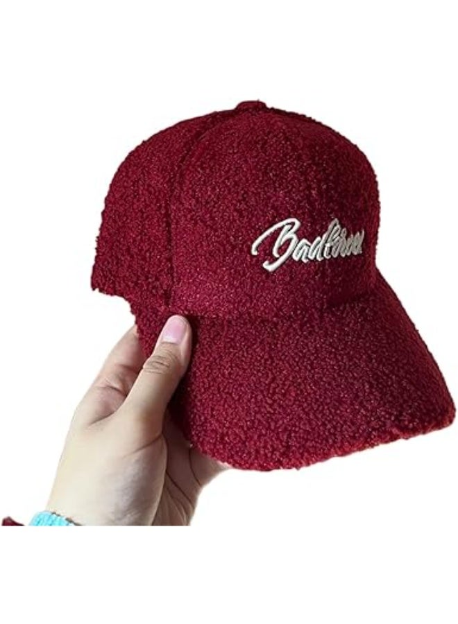Women's winter warm baseball cap with faux fur lining, stylish design and curved brim, suitable for everyday wear.