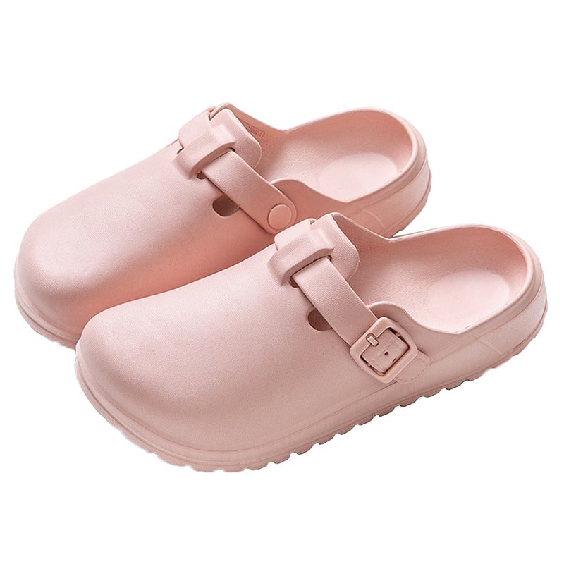 LHXYUO Arch Support Nurse Clogs for Women and Men, Adjustable Buckle Mules Non Slip Work Shoes Chef Garden Sandals, Slip-On Cushion Slippers Slides (Pink, Adult, Women, 8, Numeric, US Footwear Size System, Medium) - Image 1