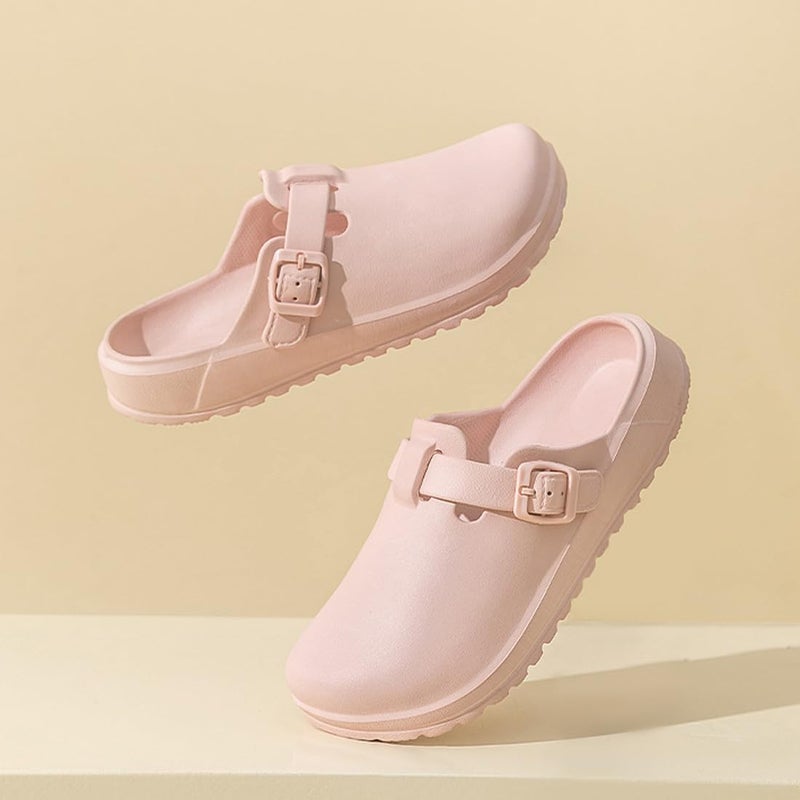 LHXYUO Arch Support Nurse Clogs for Women and Men, Adjustable Buckle Mules Non Slip Work Shoes Chef Garden Sandals, Slip-On Cushion Slippers Slides (Pink, Adult, Women, 8, Numeric, US Footwear Size System, Medium) - Image 4