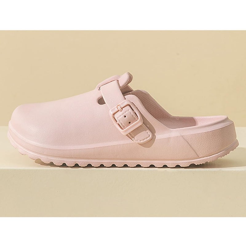 LHXYUO Arch Support Nurse Clogs for Women and Men, Adjustable Buckle Mules Non Slip Work Shoes Chef Garden Sandals, Slip-On Cushion Slippers Slides (Pink, Adult, Women, 8, Numeric, US Footwear Size System, Medium) - Image 3