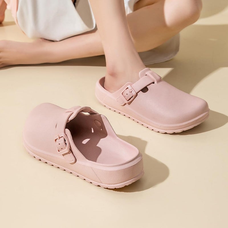 LHXYUO Arch Support Nurse Clogs for Women and Men, Adjustable Buckle Mules Non Slip Work Shoes Chef Garden Sandals, Slip-On Cushion Slippers Slides (Pink, Adult, Women, 8, Numeric, US Footwear Size System, Medium) - Image 5