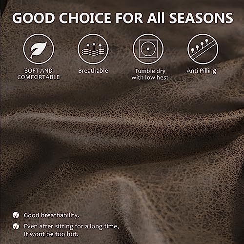 ANARACHON Recliner Chair Covers Leather Like, 4 Pieces Lazy Boy Recliner Cover for Recliner Chair, Soft Sofa Slipcover Furniture Protector Washable Sofa Cover for Pets Kids (X-Large, Dark Brown) - Image 4