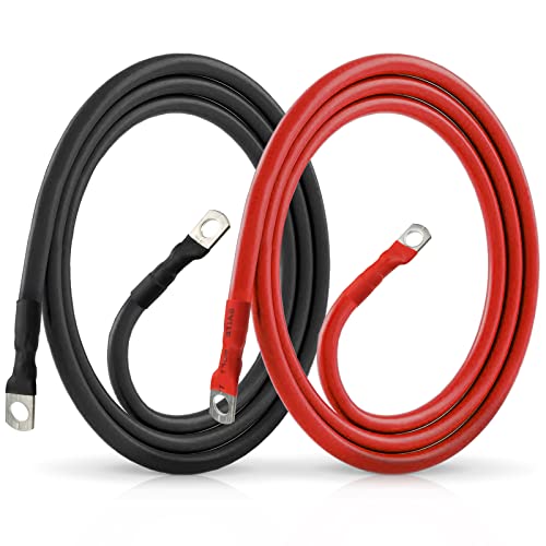 Cocros 2 AWG Battery Cable 3FT 2 Gauge Pure Copper Battery Inverter Cables with 3/8 in Lugs Both Ends Power Inverter Wire Set for Automotive Solar Power Inverter Marine Boat RV Car Motorcycle (2pcs) - Image 1