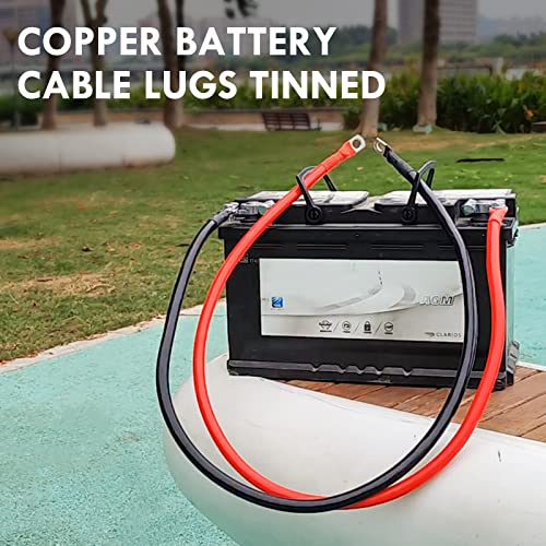 Cocros 2 AWG Battery Cable 3FT 2 Gauge Pure Copper Battery Inverter Cables with 3/8 in Lugs Both Ends Power Inverter Wire Set for Automotive Solar Power Inverter Marine Boat RV Car Motorcycle (2pcs) - Image 4