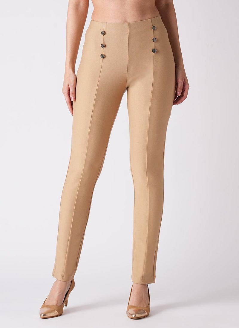 Globus Women Camel Brown Skinny Fit Treggings - Image 1