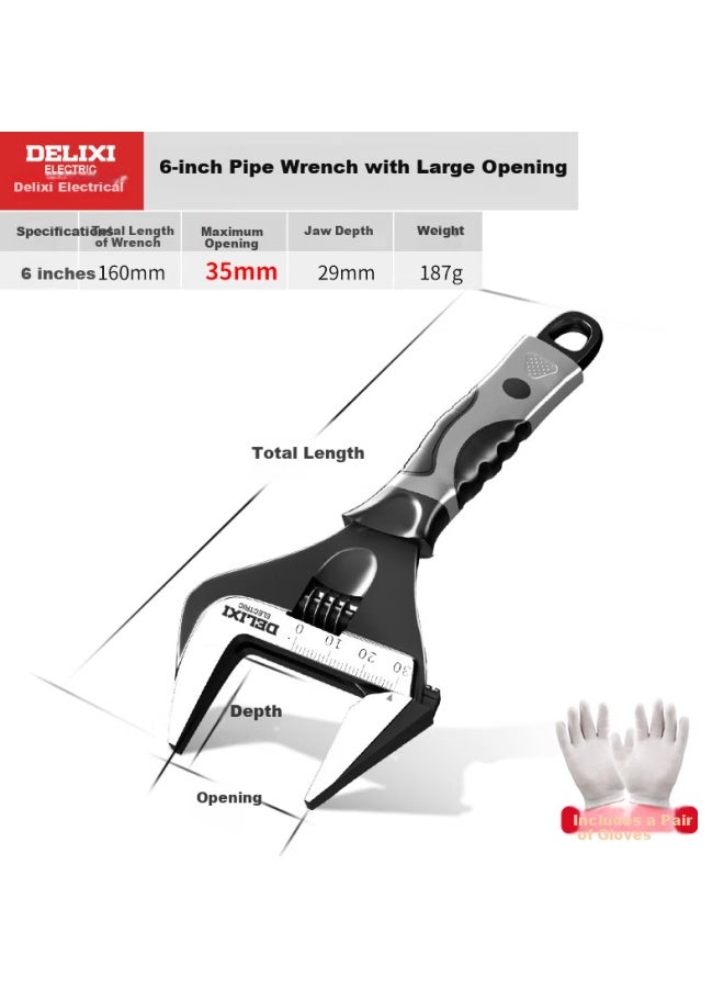 Delixi Adjustable Wrench Tool, Wide Opening, Multi-functional, For Plumbing, Universal Wrench - Image 2