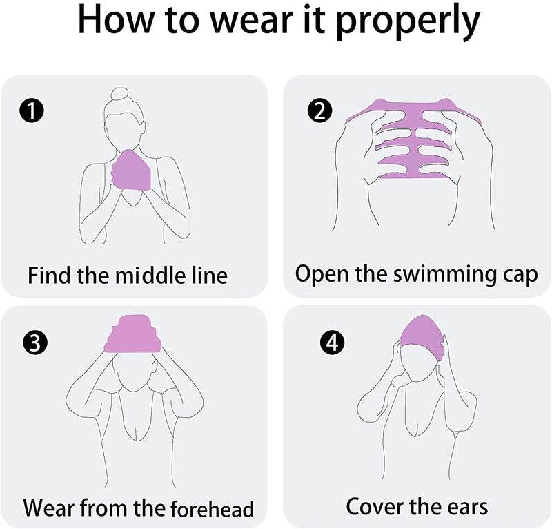 Moolecole Soft Waterproof Silicone Swim Cap Girls Summer Pool Sea Swimming Cap Bathing Haircare Hat for Long Hair Purple Butterfly - Image 5