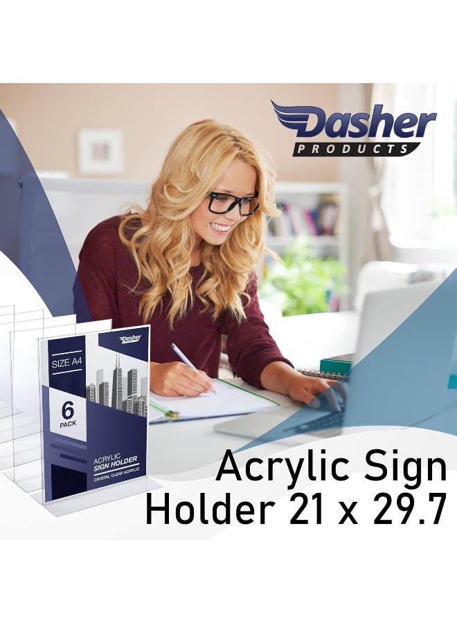 TPGP Acrylic Sign Holder A4 - T Stand Sheet Holder with Bottom Opening A4 Acrylic Stand for Signs, Brochure, Menu, Display, and More.Double Sided Advertising Stand - Image 2