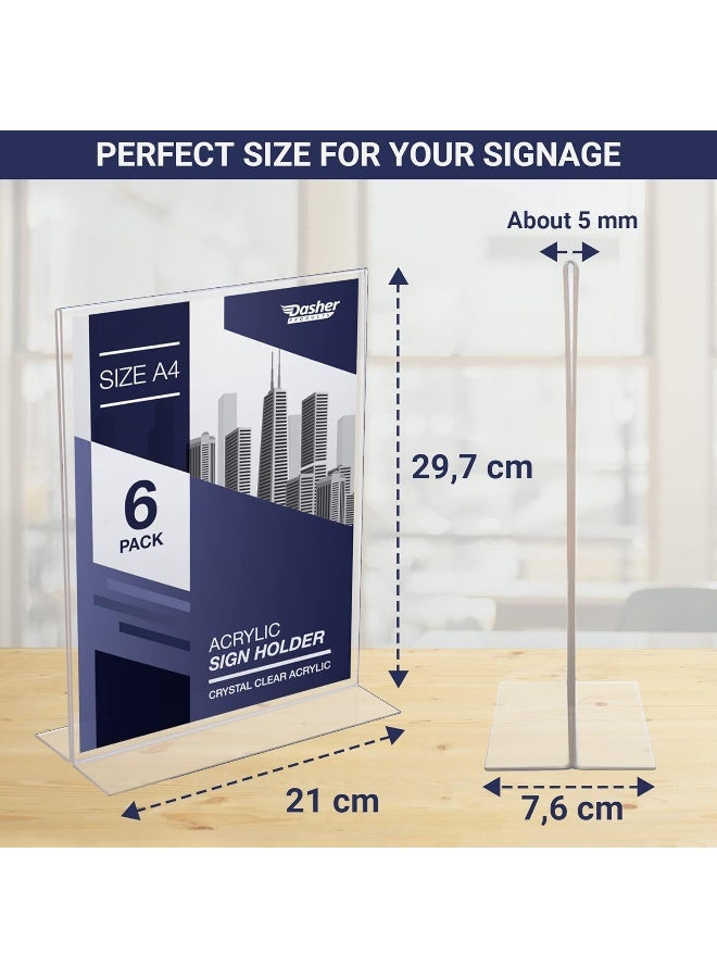 TPGP Acrylic Sign Holder A4 - T Stand Sheet Holder with Bottom Opening A4 Acrylic Stand for Signs, Brochure, Menu, Display, and More.Double Sided Advertising Stand - Image 3