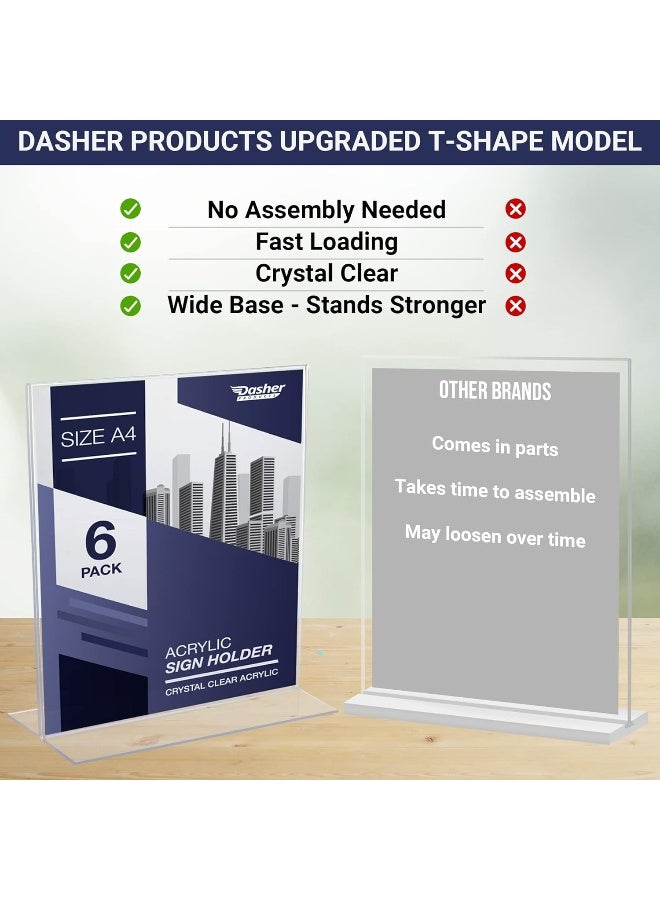 TPGP Acrylic Sign Holder A4 - T Stand Sheet Holder with Bottom Opening A4 Acrylic Stand for Signs, Brochure, Menu, Display, and More.Double Sided Advertising Stand - Image 5