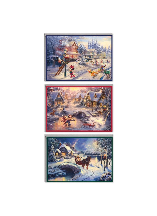 Hallmark Hallmark Thomas Kinkade Boxed Christmas Cards Assortment, Mickey Mouse (3 Designs, 24 Cards with Envelopes)  - Image 1